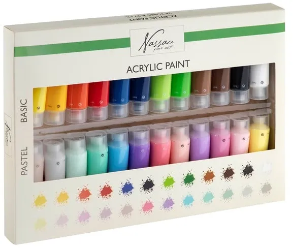 Nassau Akrylfärg, set med 24 färger à 22 ml.