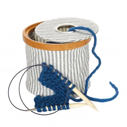 Prym Garnskål Canvas Tyg Ljusgrå/Vit 16cm ×13,5cm